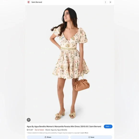 Agua Bendita Cream Floral Mini Dress - Picture 2 of 9